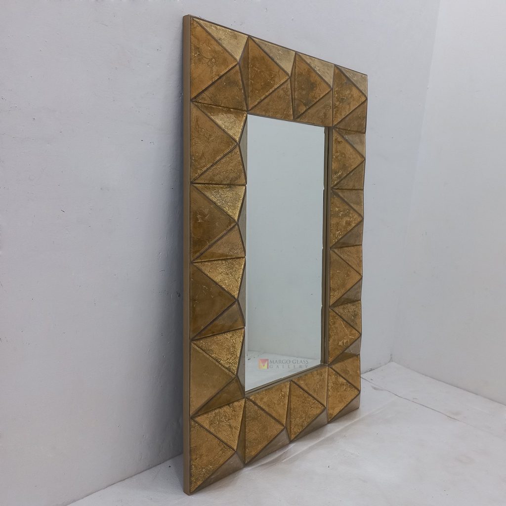 Rectangular Pyramid Verre Eglomise Mirror 3D Artisan Handmade Indonesia – Luxury eglomise mirror silver eglomise glass handcrafted in Indonesia