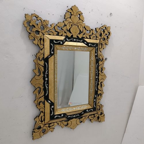 Venetian Verre Eglomise Wall Mirror Luxury Handmade Indonesia – Elegant eglomise mirror silver eglomise glass handcrafted in Indonesia