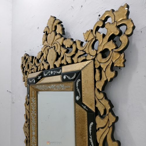 Venetian Verre Eglomise Wall Mirror Luxury Handmade Indonesia – Artisan eglomise mirror silver eglomise glass handcrafted in Indonesia