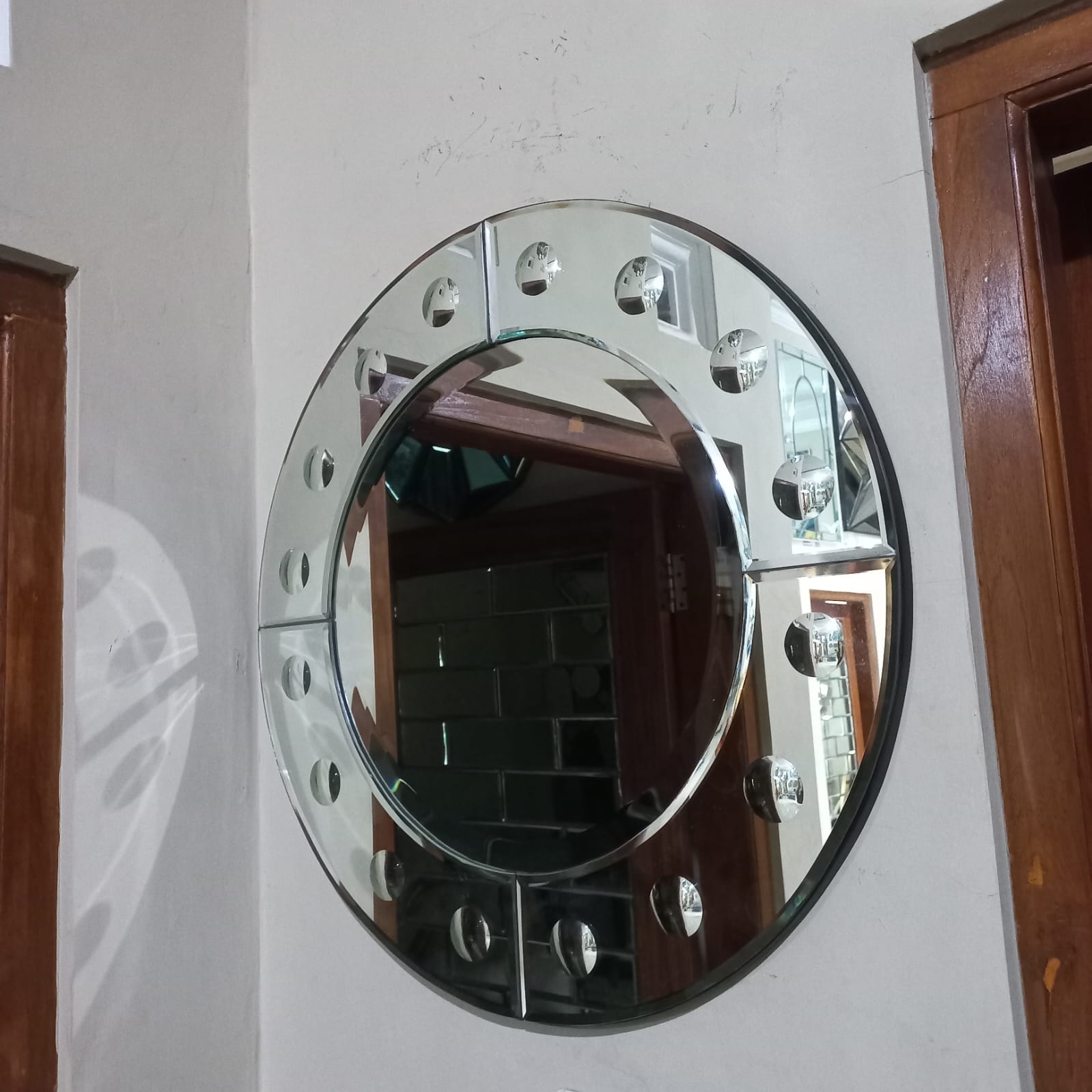 Silver Bubble Round Mirror