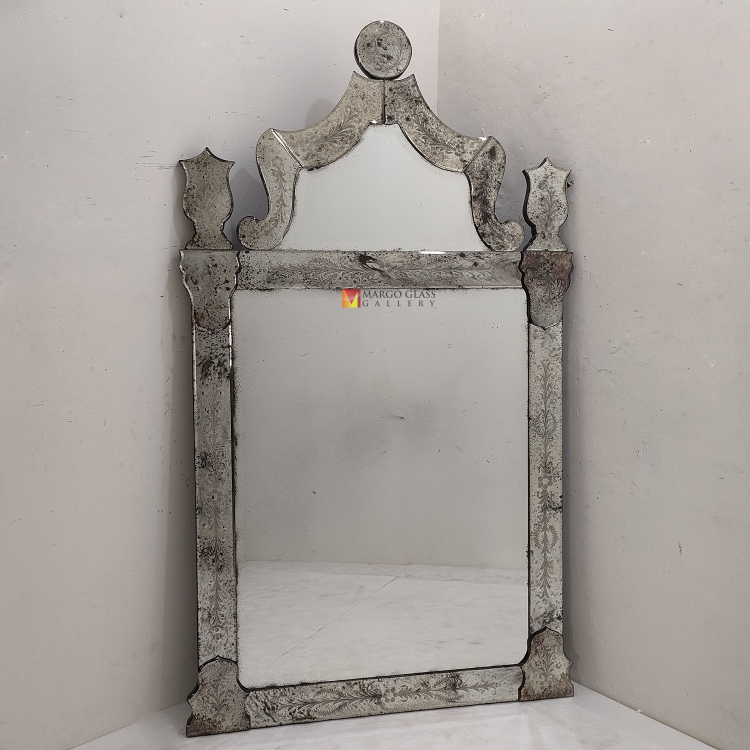 Antique Distressed Wall Mirror that Commands a Room with Grace