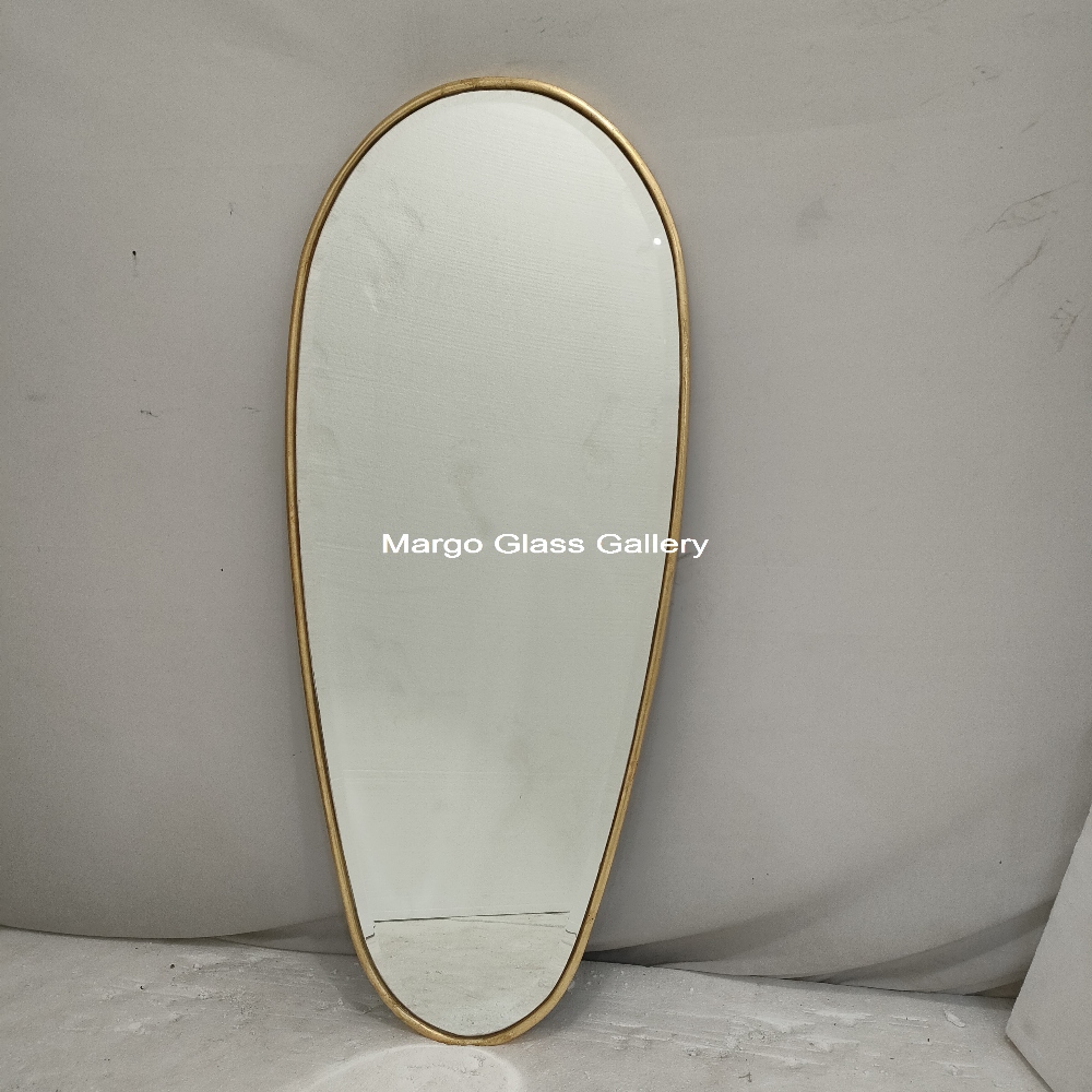 Gold Oval Wall Mirror Beaded