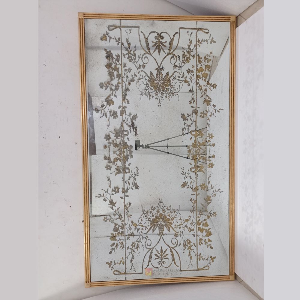 Rectangular Acid Eglomise Wall Mirror Decor