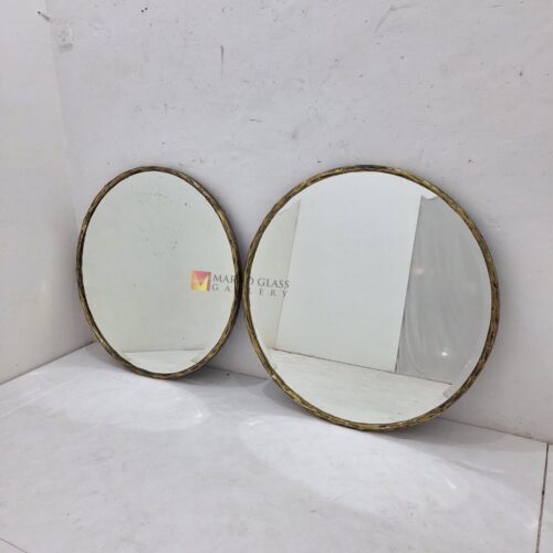 MG 400003 Beaded Gold Round Mirror Dia 90 cm Classic Handmade Indonesia – Classic decorative mirror mirror premium quality glass with ornate frame handcrafted in Indonesia