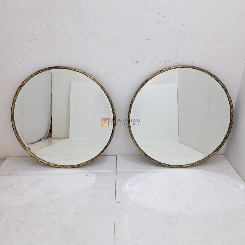 MG 400003 Beaded Gold Round Mirror Dia 90 cm Artisan Handmade Indonesia – Artisan decorative mirror mirror premium quality glass with ornate frame handcrafted in Indonesia