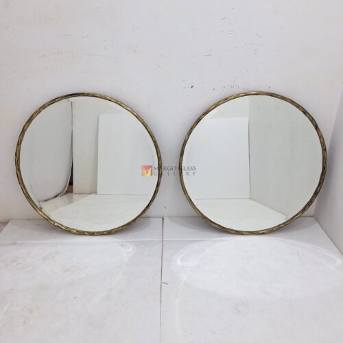 MG 400003 Beaded Gold Round Mirror Dia 90 cm Artisan Handmade Indonesia – Artisan decorative mirror mirror premium quality glass with ornate frame handcrafted in Indonesia