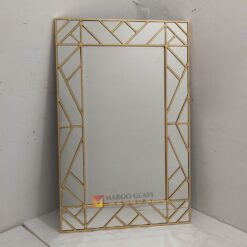 Rectangle Wall Mirror Beaded Gold MG 400007