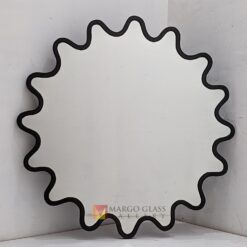 Ruffle Beaded Mirror Round Black Frame Matt MG 400011
