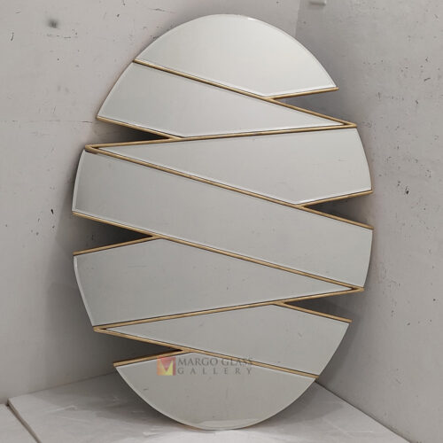 Modern Mirror Oval Gold Beaded Zig Zag MG 004869
