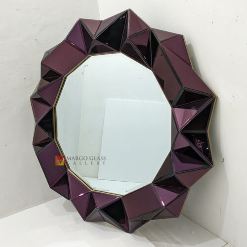 MG 004888 Round Wall Mirror 3D Purple Dia 120cm Artisan Handmade Indonesia – Luxury decorative mirror mirror premium quality glass with ornate frame handcrafted in Indonesia