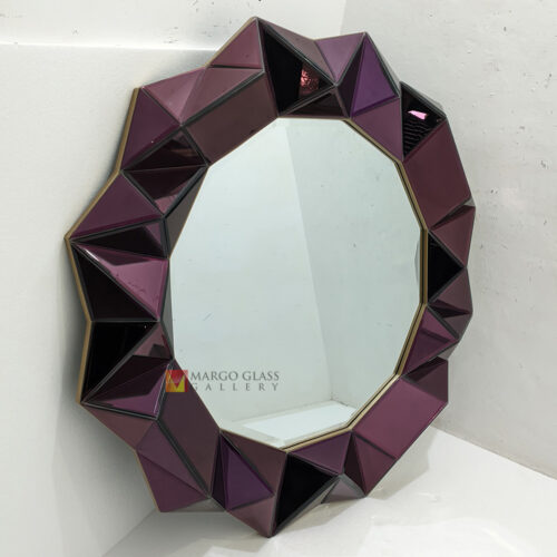 MG 004888 Round Wall Mirror 3D Purple Dia 120cm Luxury Handmade Indonesia – Elegant decorative mirror mirror premium quality glass with ornate frame handcrafted in Indonesia