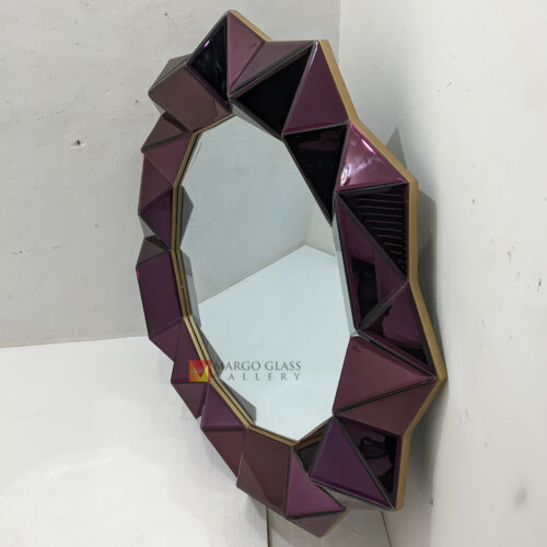 MG 004888 Round Wall Mirror 3D Purple Dia 120cm Elegant Handmade Indonesia – Artisan decorative mirror mirror premium quality glass with ornate frame handcrafted in Indonesia