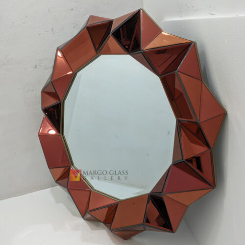 MG 004889 Round Wall Mirror 3D Red Dia 120cm Artisan Handmade Indonesia – Luxury decorative mirror mirror premium quality glass with ornate frame handcrafted in Indonesia