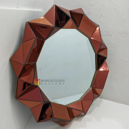 MG 004889 Round Wall Mirror 3D Red Dia 120cm Luxury Handmade Indonesia – Elegant decorative mirror mirror premium quality glass with ornate frame handcrafted in Indonesia