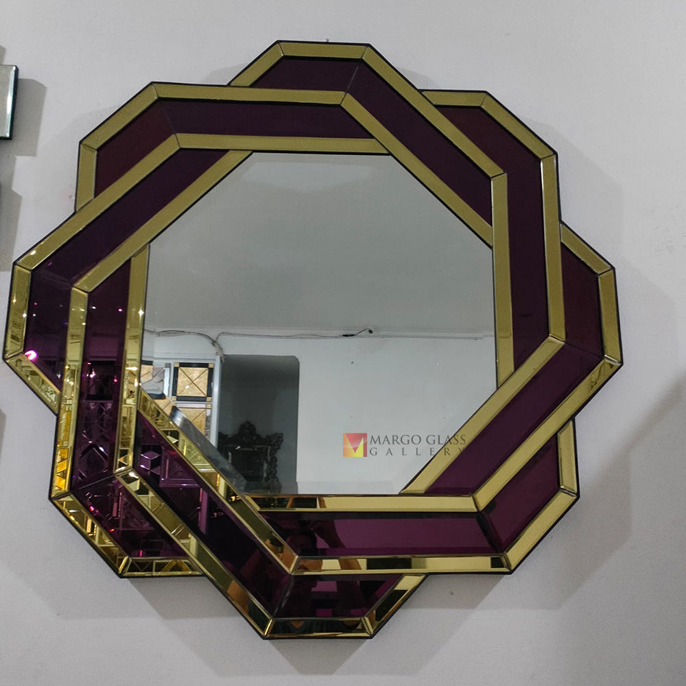 Deco Wall Mirror Octagonal Purple List Yellow MG 004897 - Image 2