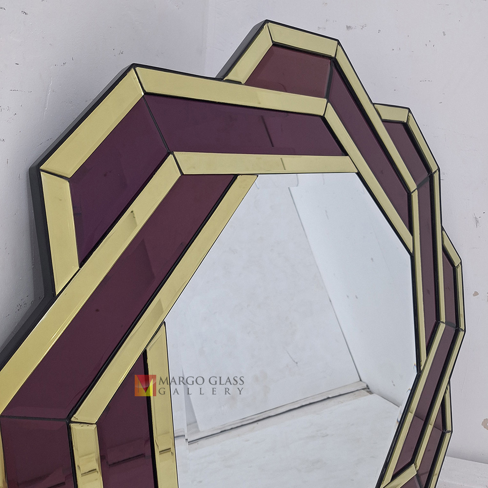 Deco Wall Mirror Octagonal Purple List Yellow MG 004897 - Image 3