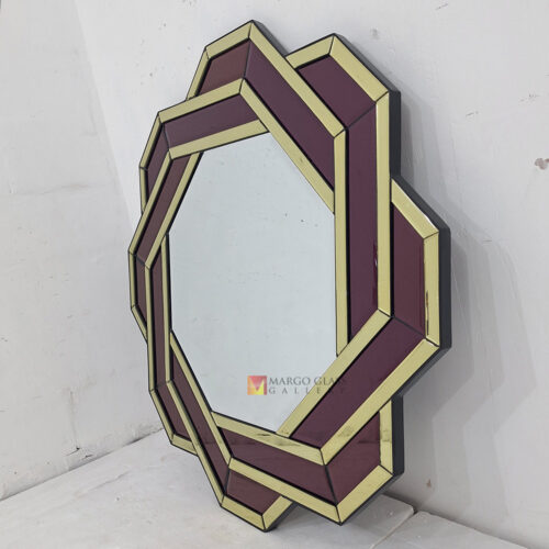 MG 004897 Deco Wall Mirror Octagon Purple List yellow Size 110 x 110 cm Premium Handmade Indonesia – Classic decorative mirror mirror premium quality glass with ornate frame handcrafted in Indonesia