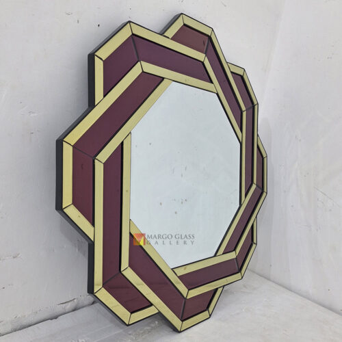 MG 004897 Deco Wall Mirror Octagon Purple List yellow Size 110 x 110 cm Elegant Handmade Indonesia – Artisan decorative mirror mirror premium quality glass with ornate frame handcrafted in Indonesia