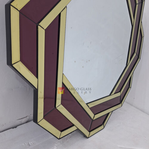MG 004897 Deco Wall Mirror Octagon Purple List yellow Size 110 x 110 cm Classic Handmade Indonesia – Handcrafted decorative mirror mirror premium quality glass with ornate frame handcrafted in Indonesia