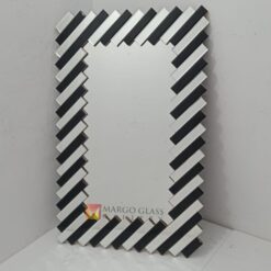 Rectangular Beveled Wall Mirror Black Silver MG 013089 