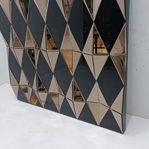 MG 013093 3D Black Brown Square Mirror 120 x 120 cm – Luxury decorative mirror mirror premium quality glass with ornate frame handcrafted in Indonesia