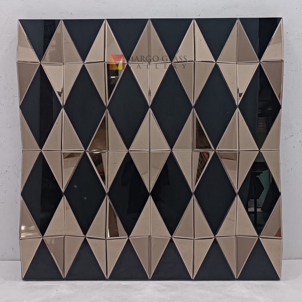 MG 013093 3D Black Brown Square Mirror 120 x 120 cm Artisan Handmade Indonesia – Elegant decorative mirror mirror premium quality glass with ornate frame handcrafted in Indonesia
