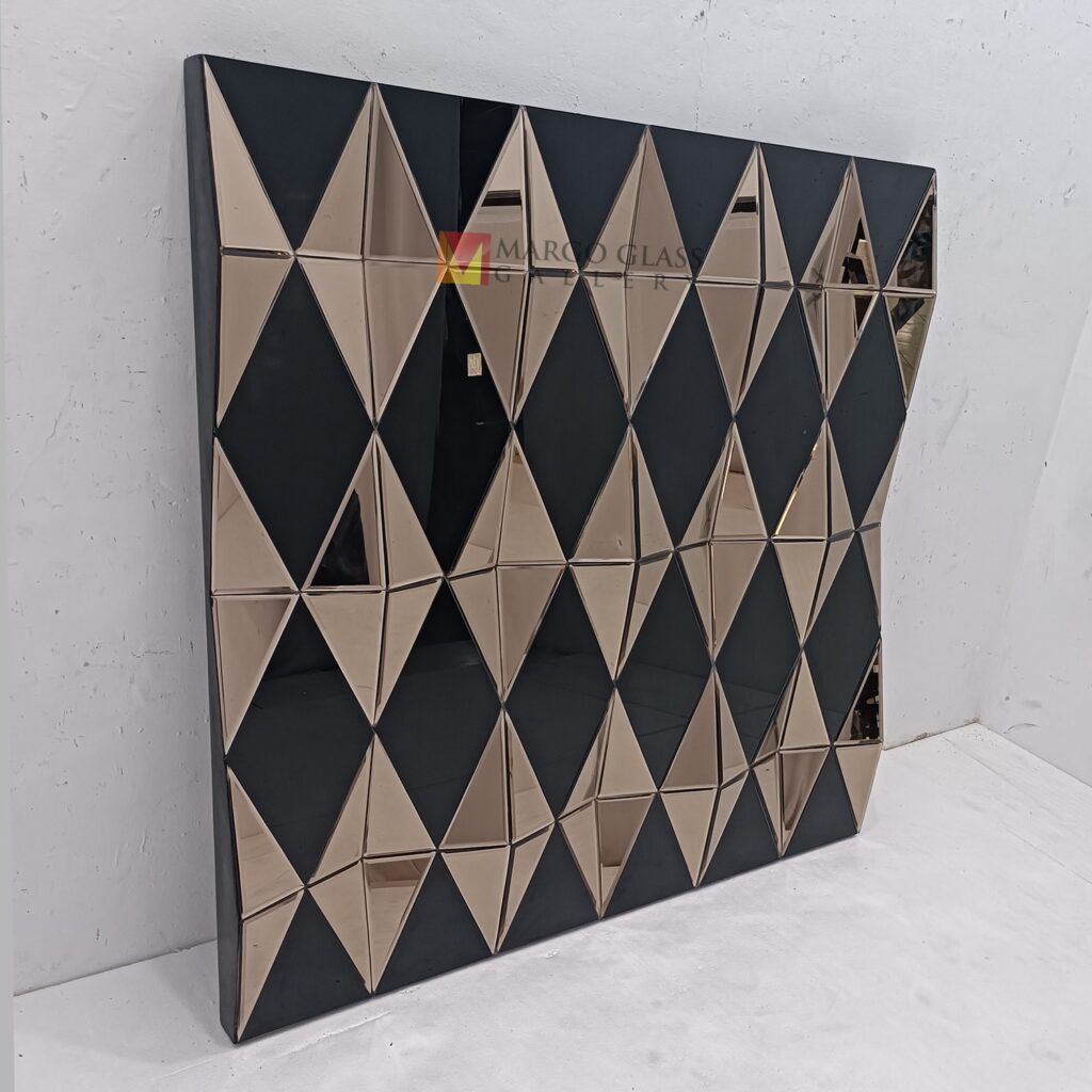 MG 013093 3D Black Brown Square Mirror 120 x 120 cm Handcrafted Handmade Indonesia – Classic decorative mirror mirror premium quality glass with ornate frame handcrafted in Indonesia