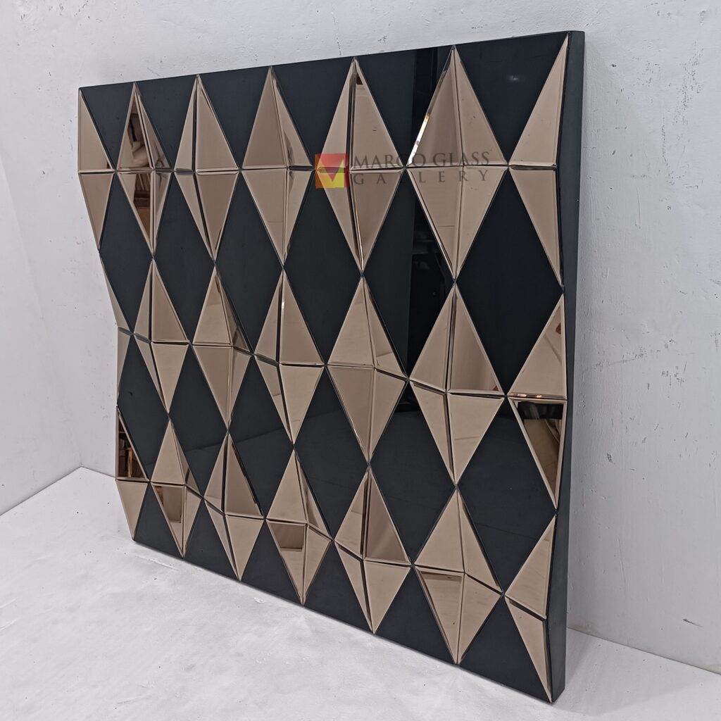 MG 013093 3D Black Brown Square Mirror 120 x 120 cm Luxury Handmade Indonesia – Artisan decorative mirror mirror premium quality glass with ornate frame handcrafted in Indonesia
