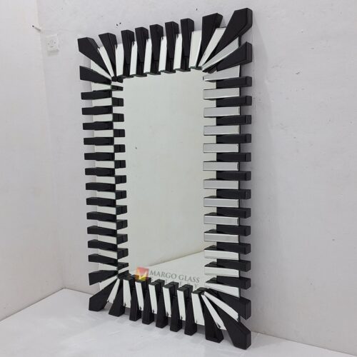 MG 013102 Rectangular Wall Mirror Black + silver Uk 140 x 90 Cm Elegant Handmade Indonesia – Luxury decorative mirror mirror premium quality glass with ornate frame handcrafted in Indonesia