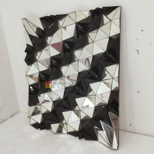 MG 013115 3D Black Wall Mirror black silve Artisan Handmade Indonesia – Elegant decorative mirror mirror premium quality glass with ornate frame handcrafted in Indonesia