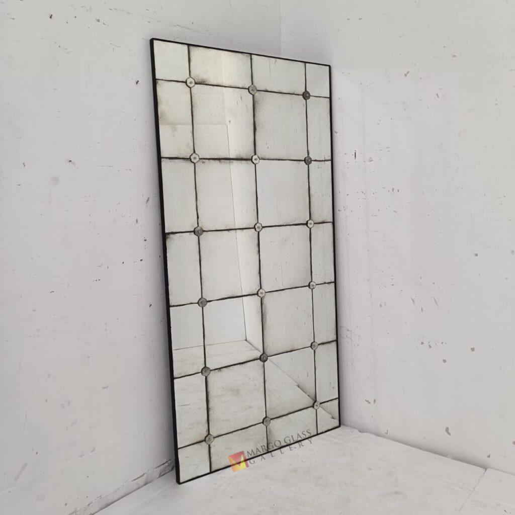MG 014541 Jose Antique Mirror Wall 180x90cm with flowers – Artisan antique mirror antique glass with gold frame handcrafted in Indonesia