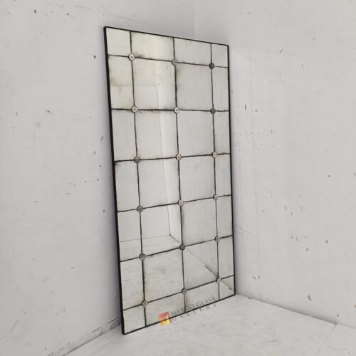 MG 014541 Jose Antique Mirror Wall 180x90cm with flowers – Artisan antique mirror antique glass with gold frame handcrafted in Indonesia