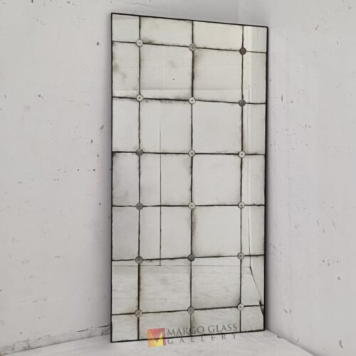 MG 014541 Jose Antique Mirror Wall 180x90cm with flowers – Handcrafted antique mirror antique glass with gold frame handcrafted in Indonesia