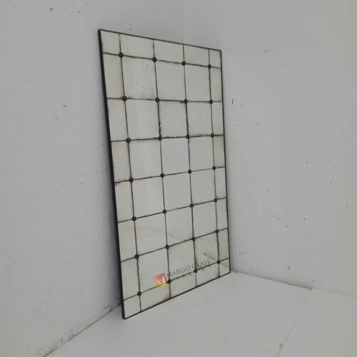 MG 014544 Antique mirror tiles with brass rosset 100x200cm – Premium antique mirror antique glass with gold frame handcrafted in Indonesia
