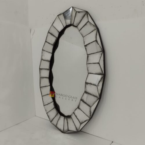 MG 014545 Oval deco antique mirror 120x70cm – Luxury antique mirror antique glass with gold frame handcrafted in Indonesia