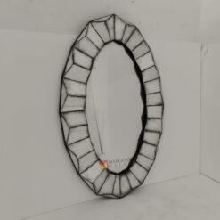 MG 014545 Oval deco antique mirror 120x70cm – Artisan antique mirror antique glass with gold frame handcrafted in Indonesia
