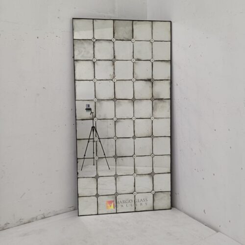MG 014547 Antique mirror tiles 100x200cm – Elegant antique mirror antique glass with gold frame handcrafted in Indonesia