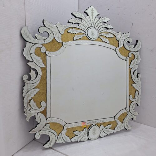 MG 080118 Venetian mirror gold H 130 x 120 cm Handcrafted Handmade Indonesia – Handcrafted venetian mirror hand-etched glass with ornate frame handcrafted in Indonesia