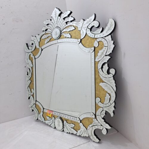 MG 080118 Venetian mirror gold H 130 x 120 cm Premium Handmade Indonesia – Premium venetian mirror hand-etched glass with ornate frame handcrafted in Indonesia