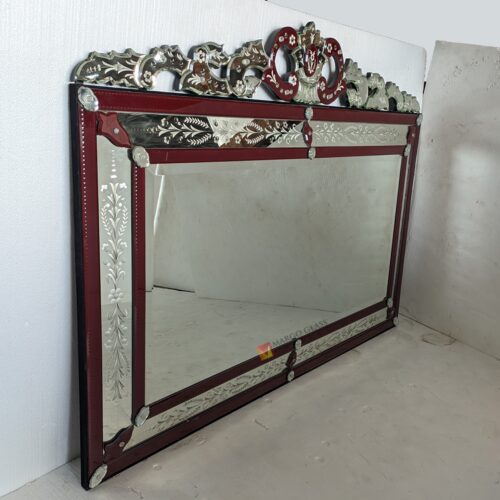 MG 080128 Venetian Mirror Lanscape Rectangle List Red size 140 cm x H 100 cm Classic Handmade Indonesia – Classic venetian mirror hand-etched glass with ornate frame handcrafted in Indonesia