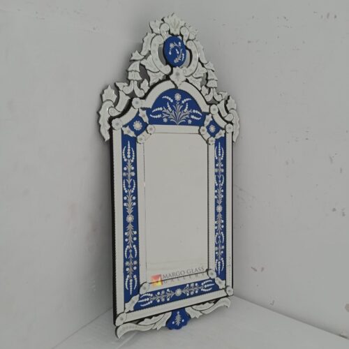 MG 080132 venetian mirror edge blue frame 120 x 60 Premium Handmade Indonesia – Premium venetian mirror hand-etched glass with ornate frame handcrafted in Indonesia
