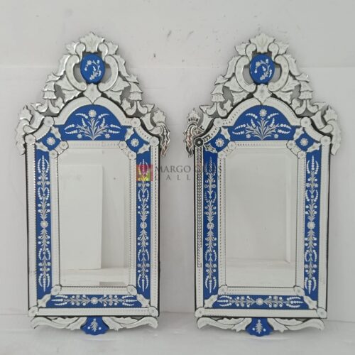 MG 080132 venetian mirror edge blue frame 120 x 60 Classic Handmade Indonesia – Classic venetian mirror hand-etched glass with ornate frame handcrafted in Indonesia