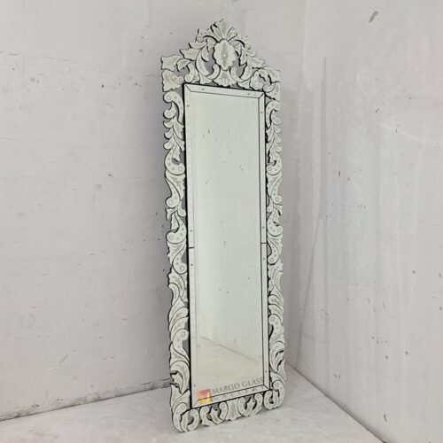 MG 080133 Venetian Glass mirror Standing 281×71 cm Handcrafted Handmade Indonesia – Handcrafted venetian mirror hand-etched glass with ornate frame handcrafted in Indonesia