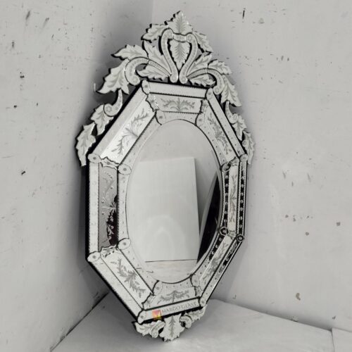 MG 080134 Venetian Mirror Octagonal 145 x 90 cm Handcrafted Handmade Indonesia – Handcrafted venetian mirror hand-etched glass with ornate frame handcrafted in Indonesia
