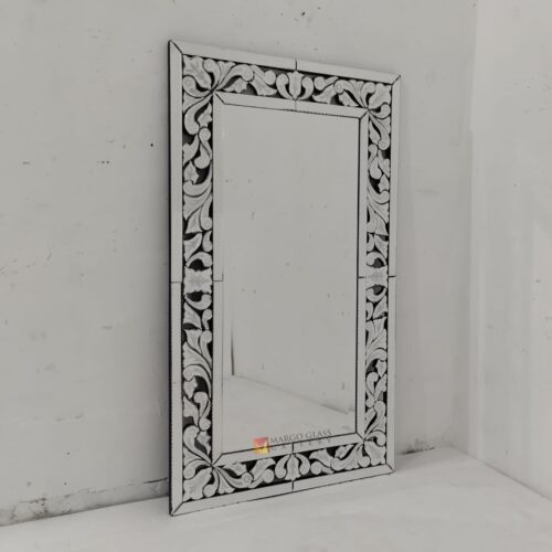 MG 080135 Venetian Mirror Rectangle 120 x 70 cm Elegant Handmade Indonesia – Artisan venetian mirror hand-etched glass with ornate frame handcrafted in Indonesia
