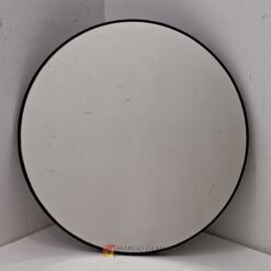 Beaded Wall Mirror Round Metal Black Frame MG 400037