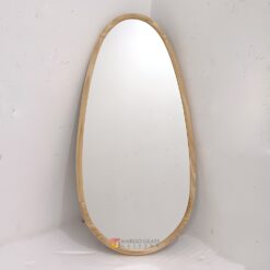 Oval Wall Mirror With Teak Wood MG 400043