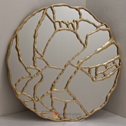 Beaded Goold Round Mirror Gold Finish MG 400047