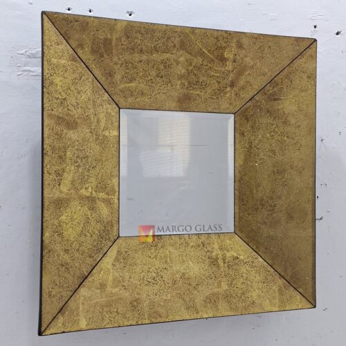 MG 018111 Square Gold Wall Mirror Eglomise 67 x 67 Cm – Elegant eglomise mirror silver eglomise glass handcrafted in Indonesia
