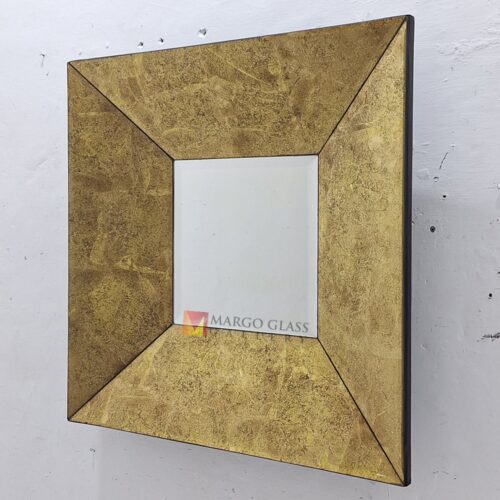 MG 018111 Square Gold Wall Mirror Eglomise 67 x 67 Cm – Classic eglomise mirror silver eglomise glass handcrafted in Indonesia